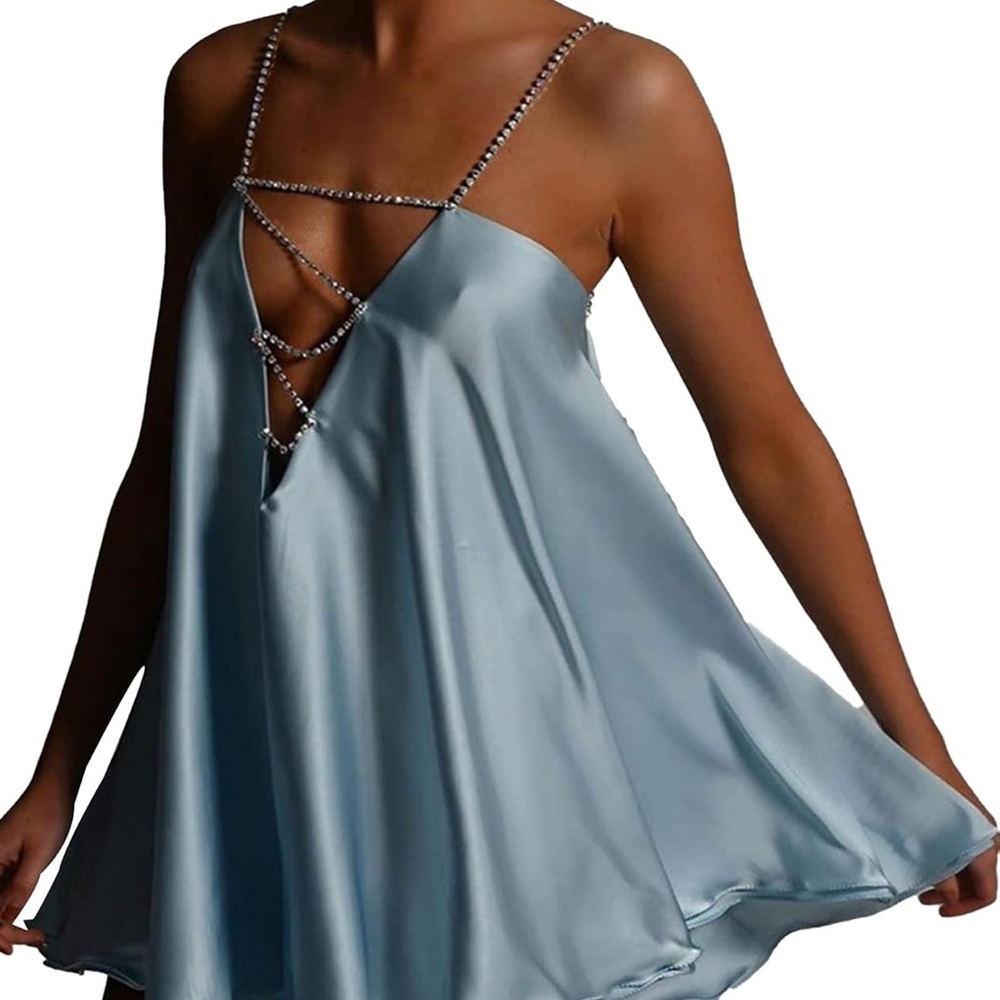 Elegant Blue Satin Dress